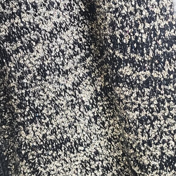 Sioni Black and Gray Boucle Trimmed in Faux Leather Chunky Sweater Cardigan Sz L - Picture 10 of 16
